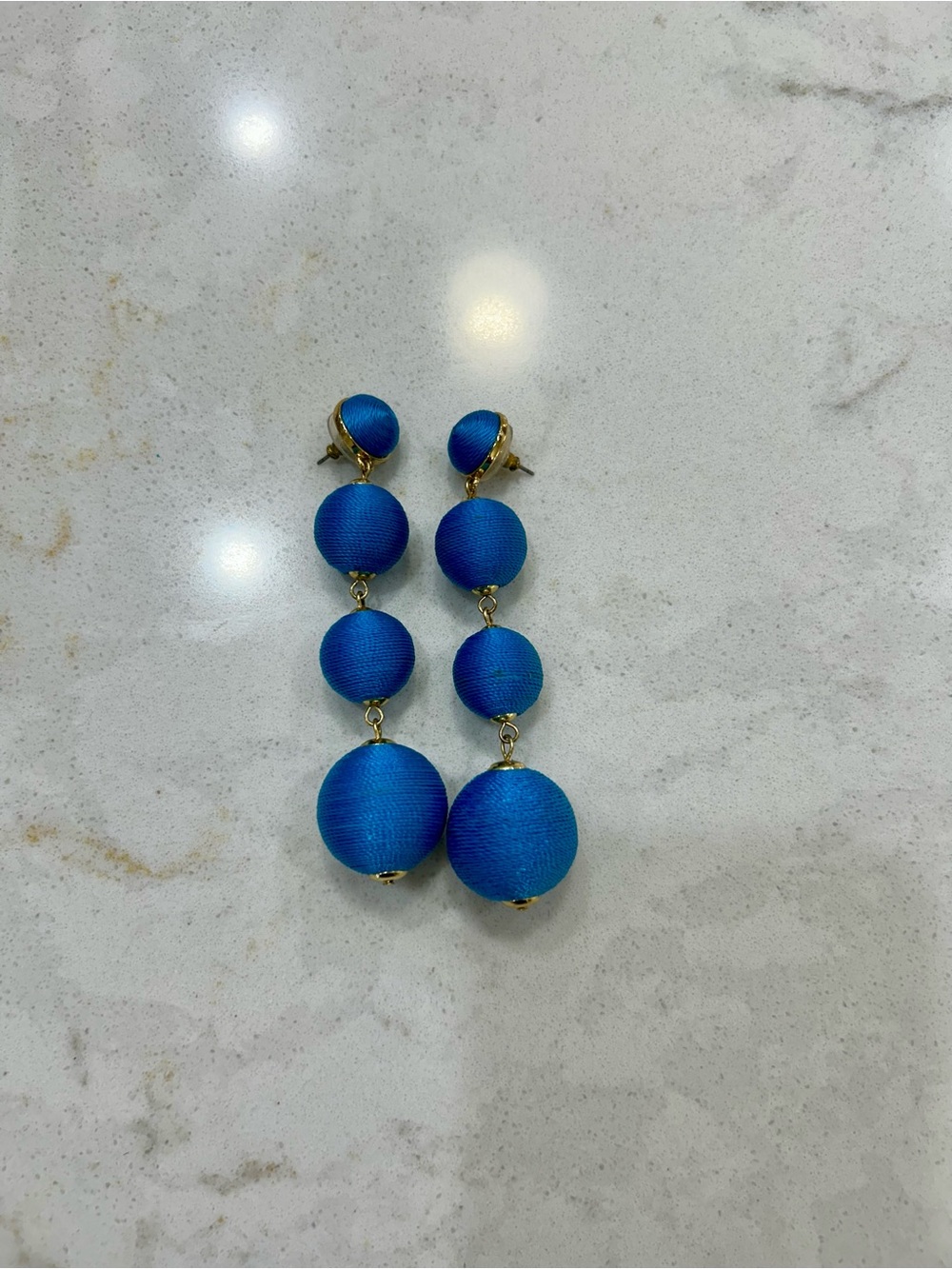 BaubleBar Royal Blue Triple Ball Drop Earrings